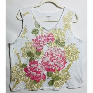White And Stag Women Tank Top With Flowers Print Size XXL